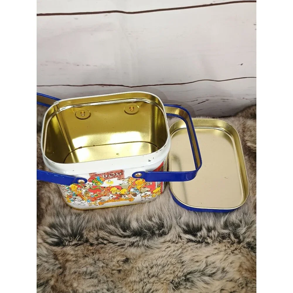 The Tin Box Company Santa's Dog Helpers‎ Christmas Tin Basket w/Handle